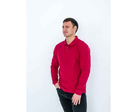 Рубашка поло мужская STAN длинный рукав хлопок/полиэстер 185, 04S, Красный (14) (42/XXS), Цвет: красный, Размер: 42/XXS, изображение 4