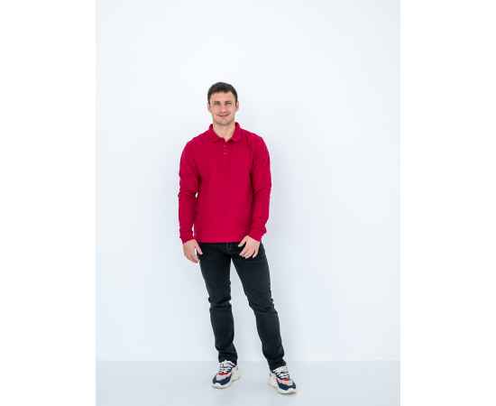 Рубашка поло мужская STAN длинный рукав хлопок/полиэстер 185, 04S, Красный (14) (42/XXS), Цвет: красный, Размер: 42/XXS, изображение 6