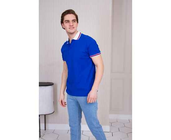 Рубашка поло мужская STAN  триколор  хлопок/полиэстер 185, 04RUS, Синий (16) (40/3XS), Цвет: синий, Размер: 40/3XS, изображение 4