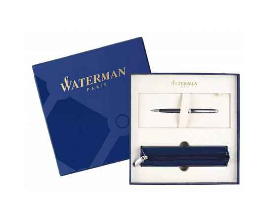 Подарочный набор Шариковая ручка Waterman Hemisphere, цвет: MattBlack CT, стержень: Mblue с чехлом на молнии