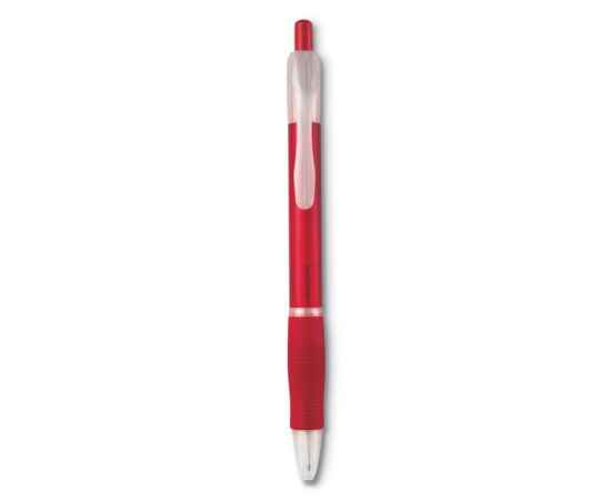 Ручка шариковая с резиновым обх, прозрачно-красный, Цвет: прозрачно-красный, Размер: 1.1x14.5 см