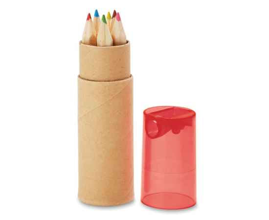 6 цветных карандашей, прозрачно-красный, Цвет: прозрачно-красный, Размер: 2.7x10 см