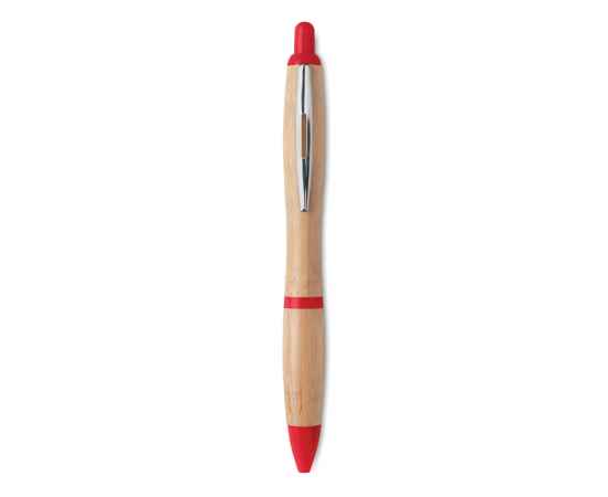 Ручка шариковая из бамбука и пл, красный, Цвет: красный, Размер: 1.3x14 см