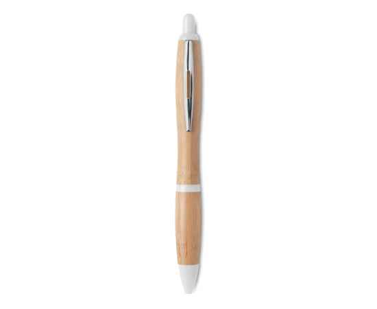 Ручка шариковая из бамбука и пл, белый, Цвет: белый, Размер: 1.3x14 см