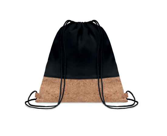 Рюкзак на шнурках с пробковыми, черный, Цвет: черный, Размер: 38x41 см
