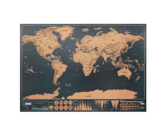 Скретч карта мира 42х30см, бежевый