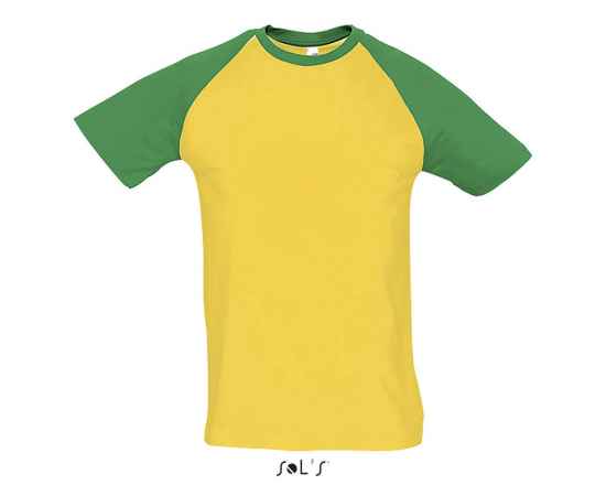 Футболка двухцветная FUNKY. C рукавами реглан. 100% хлопок, Жёлтый/Зелёный, Цвет: Жёлтый/Зелёный, Размер: L