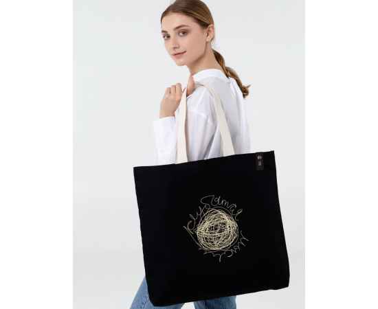 Холщовая сумка с вышивкой «Клубятся мысли», черная, изображение 2