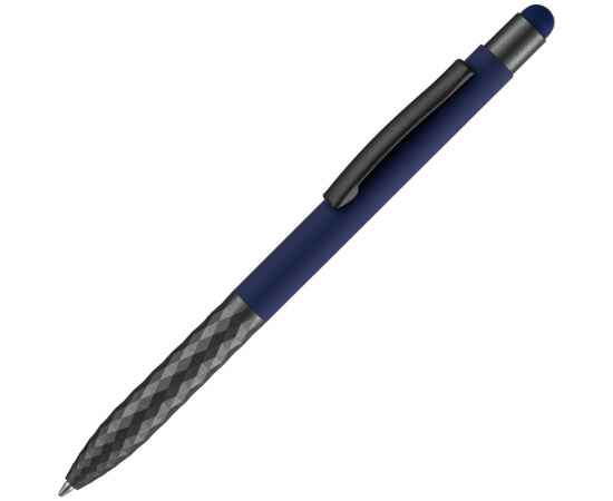Ручка шариковая Digit Soft Touch со стилусом, синяя, Цвет: синий