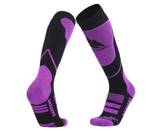 Термоноски высокие Monterno Sport, черные с фиолетовым, Цвет: черный, фиолетовый, Размер: 36-44