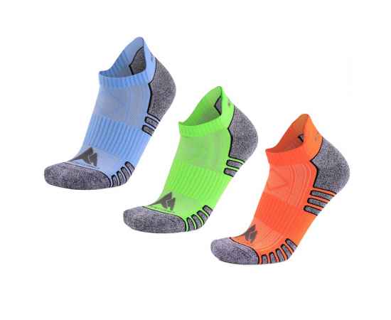 Набор из 3 пар спортивных женских носков Monterno Sport, голубой, зеленый и оранжевый, Цвет: оранжевый, зеленый, голубой, Размер: 36-41