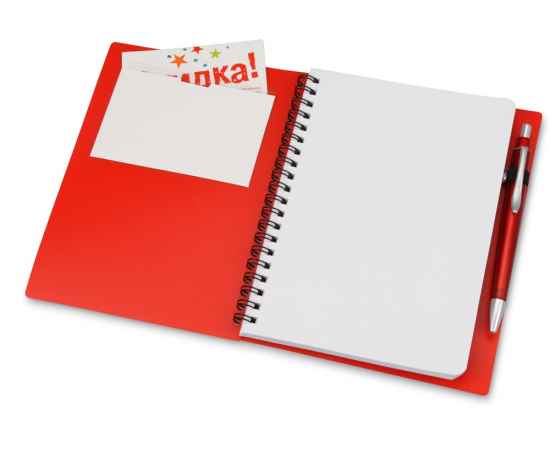 Блокнот Контакт с ручкой, 413501, Цвет: красный,красный, изображение 2