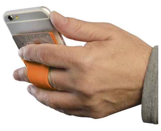 Картхолдер для телефона с отверстием для пальца, 13427005, Цвет: оранжевый, изображение 5