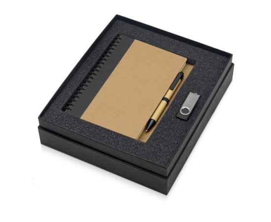 700321.07 Подарочный набор Essentials с флешкой и блокнотом А5 с ручкой, Цвет: черный,натуральный, Размер: 8Gb, изображение 2