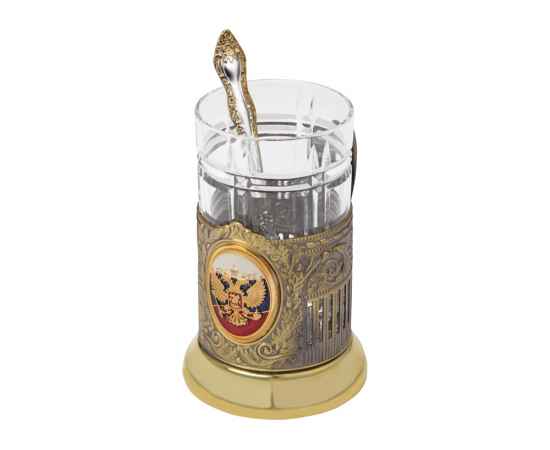 Подстаканник с хрустальным стаканом и ложкой Российский, 9710, изображение 2