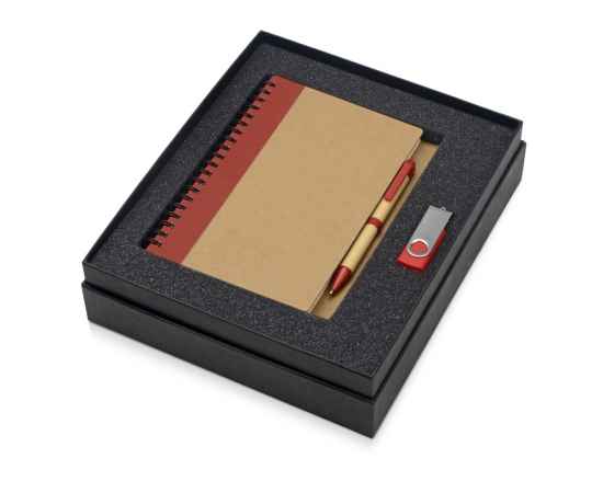 700321.01 Подарочный набор Essentials с флешкой и блокнотом А5 с ручкой, Цвет: красный,красный,натуральный, Размер: 8Gb, изображение 2