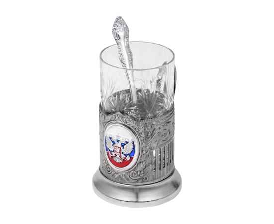 Подстаканник с хрустальным стаканом и ложкой Российский, 5573, изображение 2