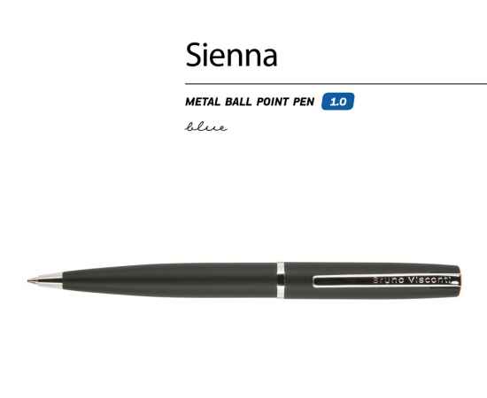 Ручка металлическая шариковая Sienna, 20-0220, Цвет: черный, изображение 2