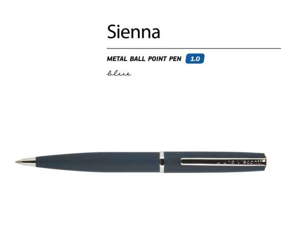 Ручка металлическая шариковая Sienna, 20-0222, Цвет: синий, изображение 2