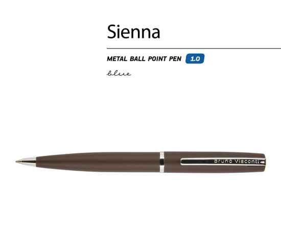 Ручка металлическая шариковая Sienna, 20-0221, Цвет: коричневый, изображение 2