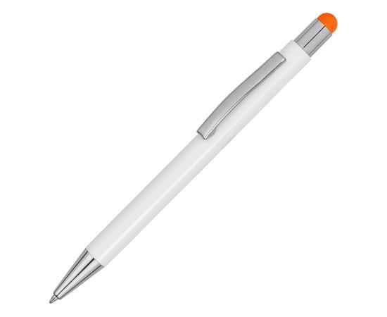 Ручка металлическая шариковая Flowery со стилусом, 11314.13, Цвет: белый,оранжевый, изображение 2