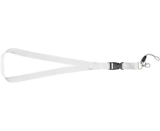 Шнурок Sagan с отстегивающейся пряжкой и держателем для телефона, 10250802, Цвет: белый, изображение 4