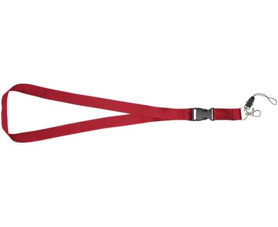 Шнурок Sagan с отстегивающейся пряжкой и держателем для телефона, 10250804, Цвет: красный, изображение 4
