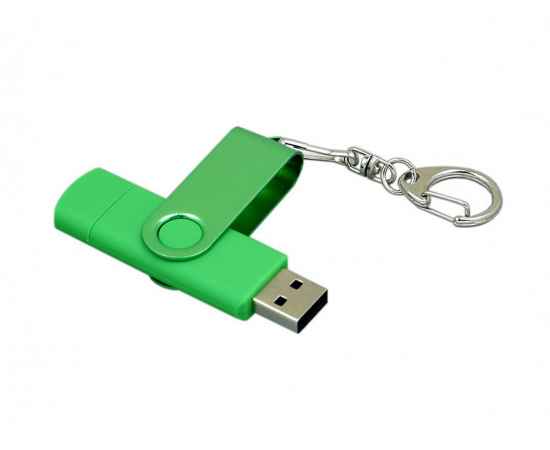 USB 2.0- флешка на 64 Гб с поворотным механизмом и дополнительным разъемом Micro USB, 64Gb, 7031.64.03, Цвет: зеленый,зеленый, Размер: 64Gb, изображение 3