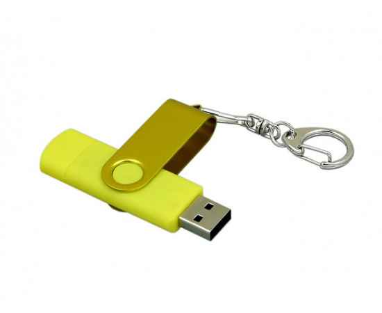 USB 2.0- флешка на 64 Гб с поворотным механизмом и дополнительным разъемом Micro USB, 64Gb, 7031.64.04, Цвет: желтый,желтый, Размер: 64Gb, изображение 3
