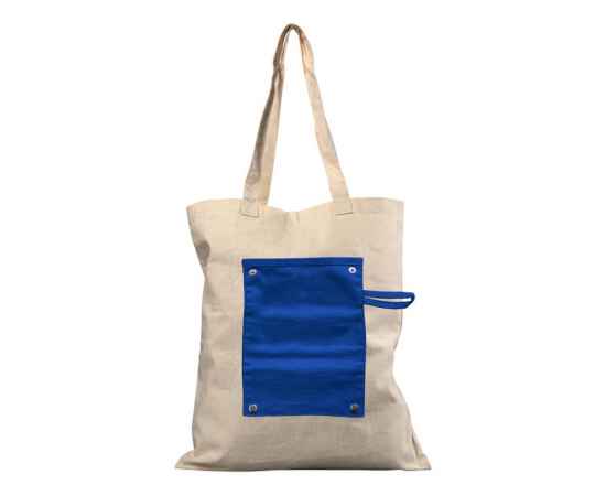 Складная сумка на кнопках, 180 г/м2, 12040702, Цвет: синий,натуральный, изображение 2