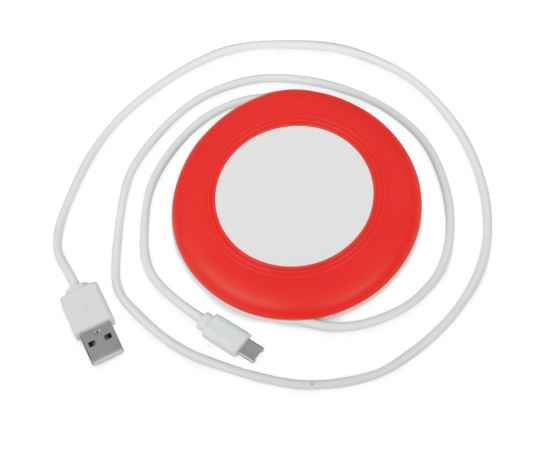 590901 Беспроводное зарядное устройство Disc со встроенным кабелем 2 в 1, Цвет: красный, изображение 2