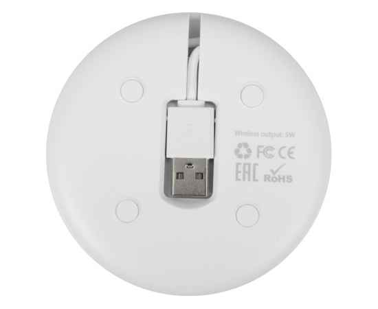 590958 Беспроводное зарядное устройство Disc со встроенным кабелем 2 в 1, Цвет: белый, изображение 6