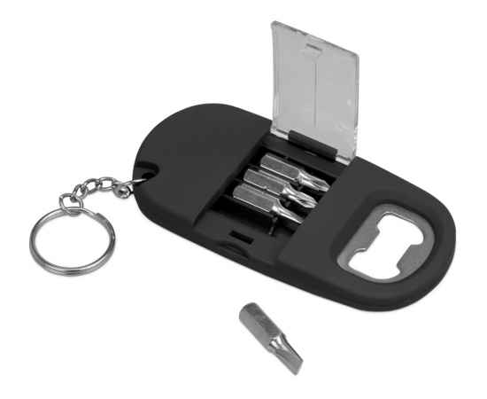 Брелок-открывалка с отвертками и фонариком Uni софт-тач, 716327, Цвет: черный, изображение 2