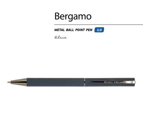 Ручка металлическая шариковая Bergamo, 20-0245, Цвет: синий, изображение 2