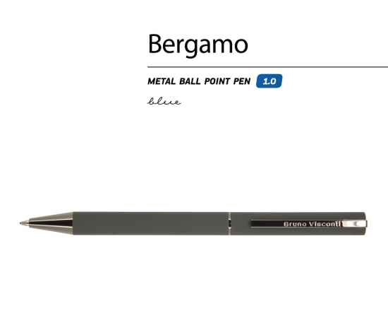 Ручка металлическая шариковая Bergamo, 20-0246, Цвет: серый, изображение 2