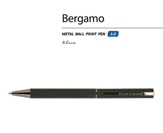 Ручка металлическая шариковая Bergamo, 20-0244, Цвет: черный, изображение 2