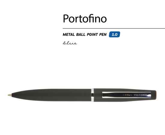 Ручка металлическая шариковая Portofino, 20-0251.01, Цвет: черный, изображение 2