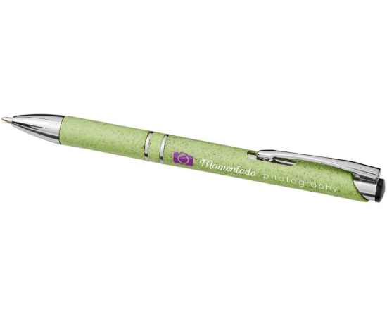 Ручка шариковая Moneta из АБС-пластика и пшеничной соломы, 10738202, Цвет: зеленый, изображение 4