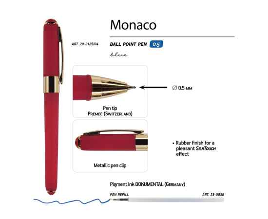 Ручка пластиковая шариковая Monaco, 20-0125.04, Цвет: красный, изображение 3