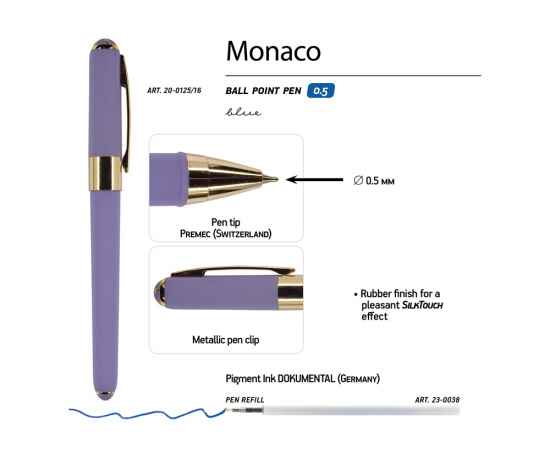Ручка пластиковая шариковая Monaco, 20-0125.16, изображение 3