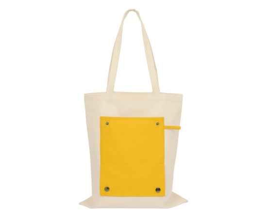 Складная хлопковая сумка для шопинга Gross с карманом, 180 г/м2, 955154, Цвет: натуральный,желтый, изображение 10