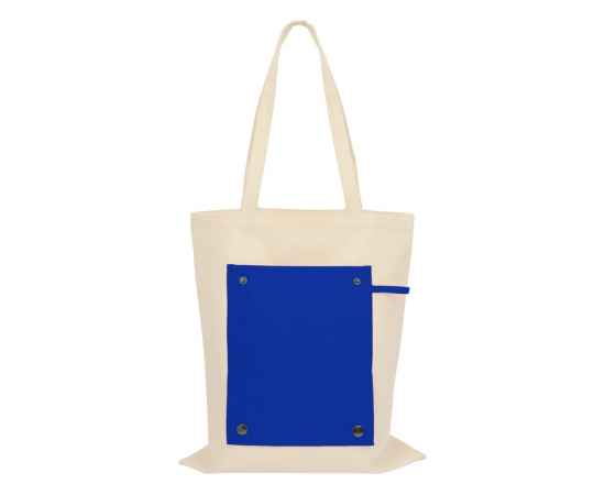 Складная хлопковая сумка для шопинга Gross с карманом, 180 г/м2, 955102, Цвет: синий,натуральный, изображение 10