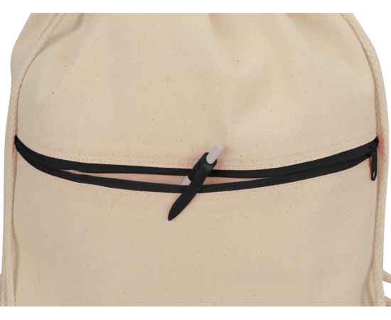 Рюкзак-мешок хлопковый Lark с цветной молнией, 955107, Цвет: черный,натуральный, изображение 2