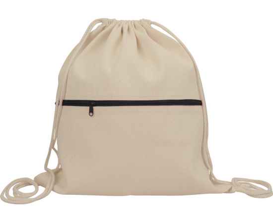 Рюкзак-мешок хлопковый Lark с цветной молнией, 955107, Цвет: черный,натуральный, изображение 3