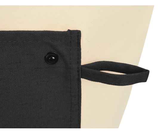 Складная хлопковая сумка для шопинга Gross с карманом, 180 г/м2, 955157, Цвет: черный,натуральный, изображение 6