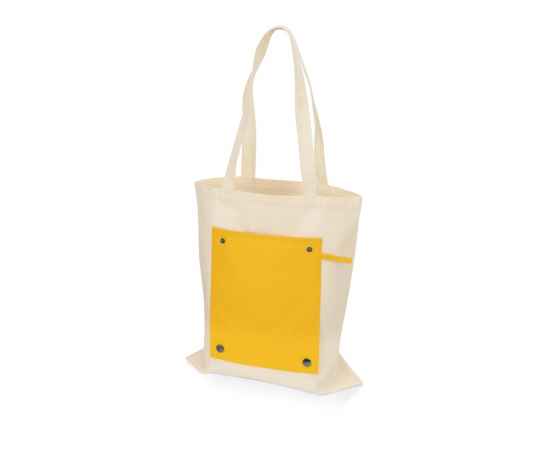 Складная хлопковая сумка для шопинга Gross с карманом, 180 г/м2, 955154, Цвет: натуральный,желтый, изображение 3