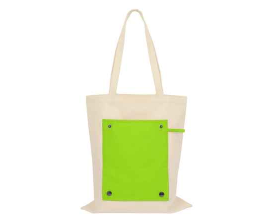 Складная хлопковая сумка для шопинга Gross с карманом, 180 г/м2, 955103, Цвет: зеленое яблоко,натуральный, изображение 10