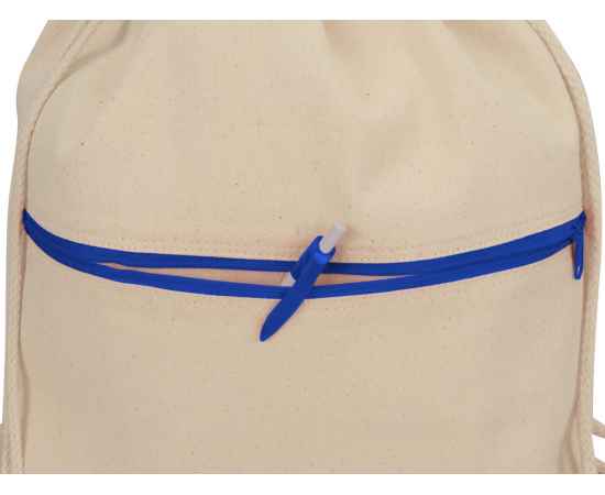 Рюкзак-мешок хлопковый Lark с цветной молнией, 955112, Цвет: синий,натуральный, изображение 2