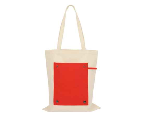 Складная хлопковая сумка для шопинга Gross с карманом, 180 г/м2, 955101, Цвет: красный,натуральный, изображение 10