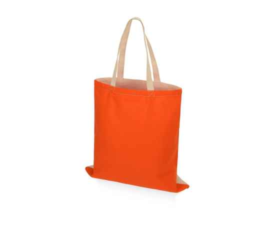 Сумка для шопинга Twin двухцветная из хлопка, 180 г/м2, 955198, Цвет: оранжевый,натуральный, изображение 2